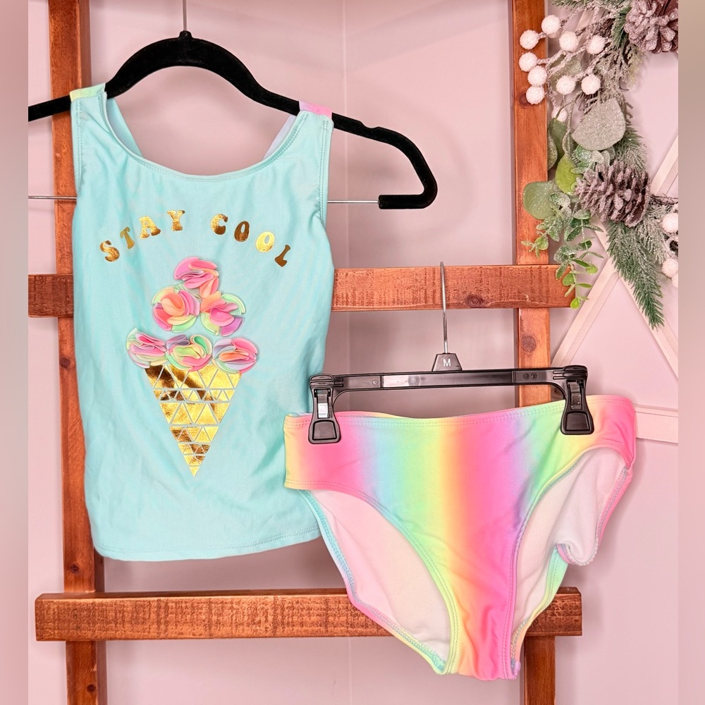 Cat & Jack Mint and Rainbow Kids Swim Bikini